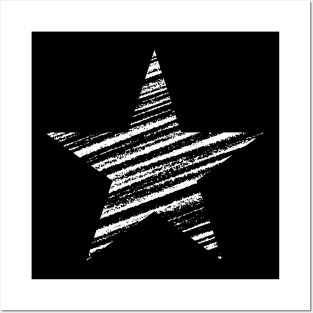 Distressed Grunge White Star Posters and Art